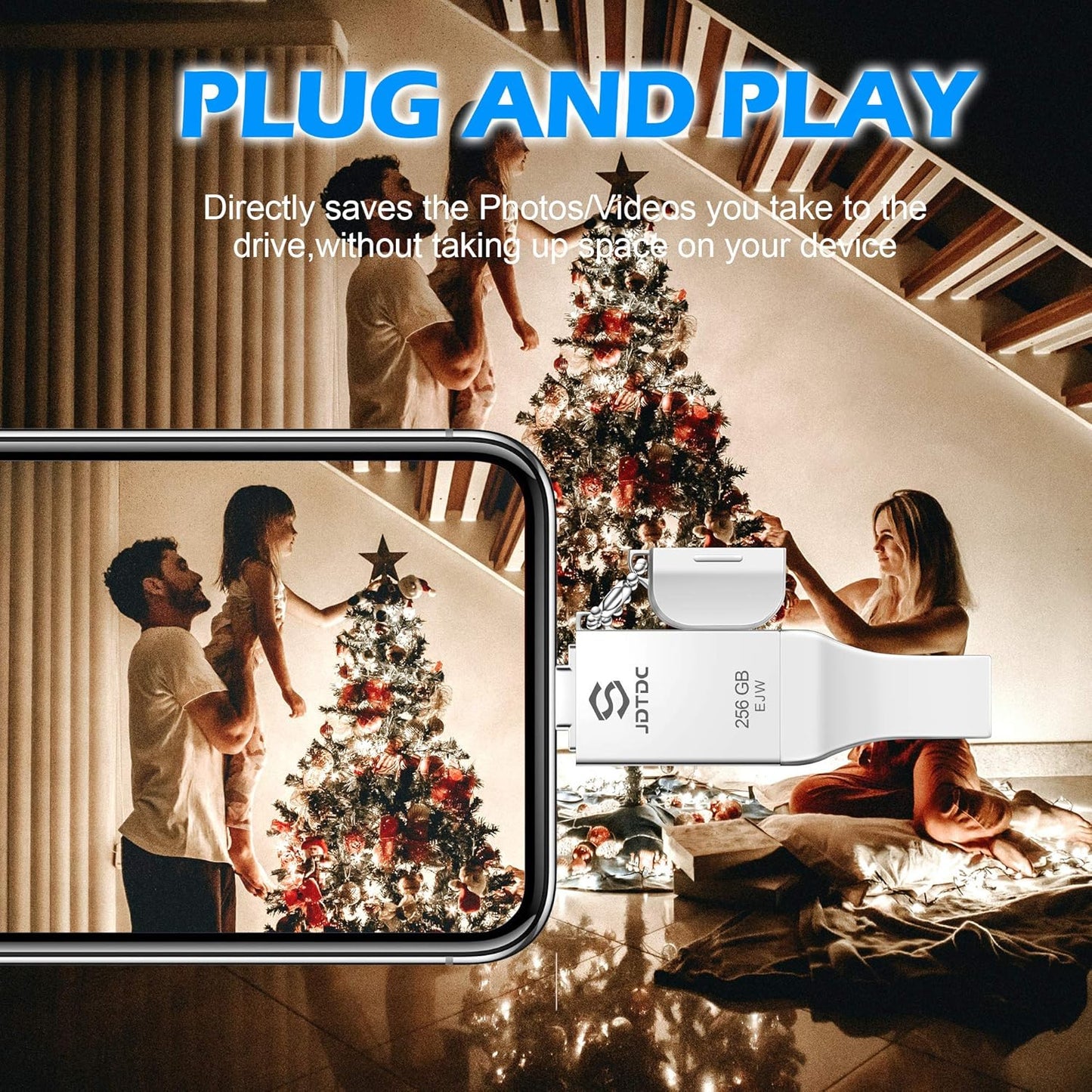 256GB Apple MFi Certified iPhone-Photo-Stick, 3 in 1 USB C Photo-Stick-for-iPhone-USB-Flash-Drive iPhone Memory-Stick Thumb Drives iPhone Backup Memory Stick for iPhone 16 15 14 13 12 iPad Android PC