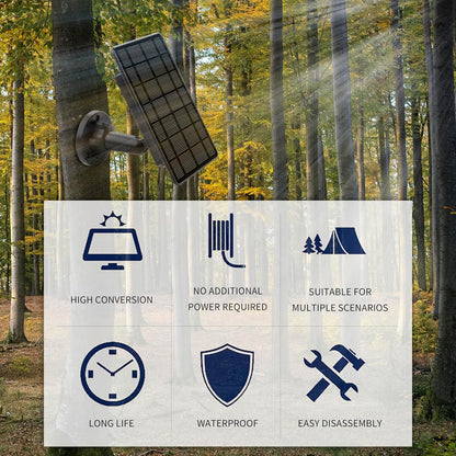 3W Trail Camera Solar Panel, with Build-in 5000mAh Rechargeable Lithium Battery Solar Battery Charger Kit for Hunting Game Cameras or Deer Feeder Accessory, 12V/1A 6V/2A IP65 Waterproof Solar Panel