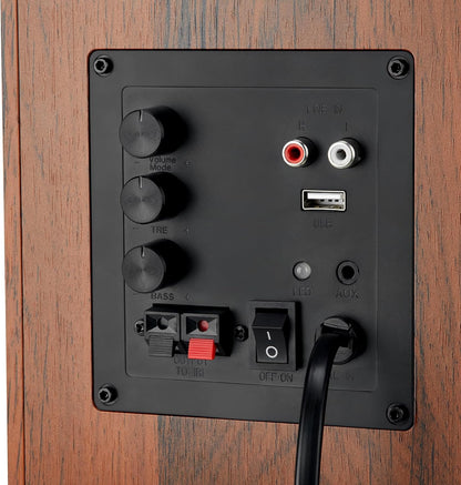 Bookshelf Speakers with Deep Bass, 80W Peak Output HiFi Gaming Computer Speakers, 4" Desktop Audio System for Home Entertainment, Turntable, Pair, Walnut