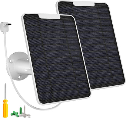 5W Arlo Solar Panel Charger Compatible with Arlo Essential Spotlight/XL Spotlight Camera, Arlo Essential Solar Panel Charger w/ 10ft Waterproof Micro USB Charging Cable, Adjustable Wall Mount, 2 Pack