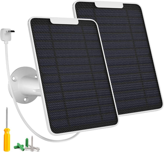 5W Arlo Solar Panel Charger Compatible with Arlo Essential Spotlight/XL Spotlight Camera, Arlo Essential Solar Panel Charger w/ 10ft Waterproof Micro USB Charging Cable, Adjustable Wall Mount, 2 Pack