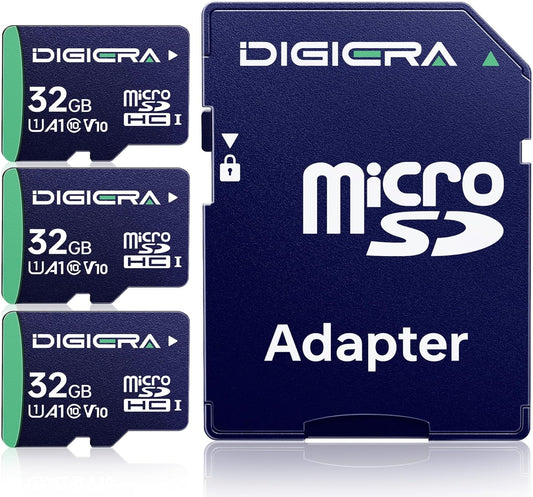 32GB CT100 microSDHC UHS-I Memory Card with Adapter - up to 100MB/s, C10, U1, V10, Full HD, A1, Micro SD Card for Smartphones, Tablets, Cameras, Gaming Consoles, and Drones (3 Pack)