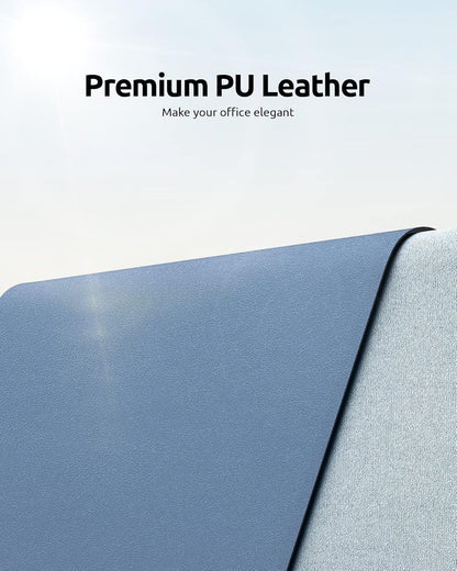 YSAGi Leather Desk Protector, Office Mat, Large Mouse Mat, Non-Slip PU Leather Blotter, Laptop Desk Pad, Waterproof Writing Pad for Office and Home (Blue, 35.4" x 17")