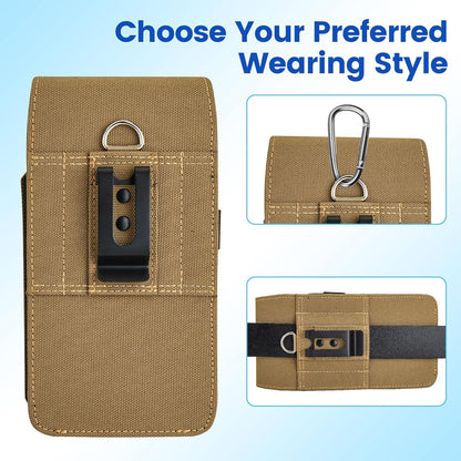 BECPLT Nylon Holster Compatible with Galaxy S25 Ultra S24/S23/S22/S21/S20 Ultra A17 A16 Motorola Moto G56 G Power Cell Phone Belt Holder for Men - Khaki