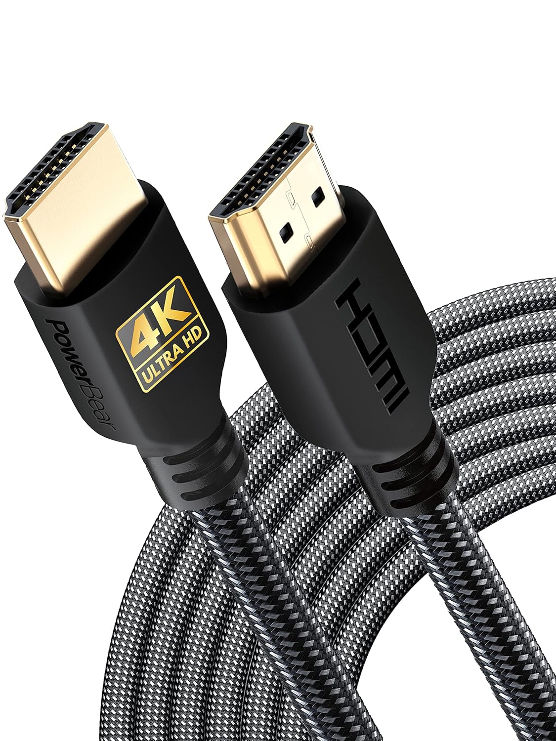 PowerBear 4K HDMI Cable 25 ft [2 Pack] High Speed, Braided Nylon & Gold Connectors, 4K @ 60Hz, Ultra HD, 2K, 1080P, ARC & CL3 Rated | for Laptop, Monitor, PS5, PS4, Xbox One, Fire TV, Apple TV & More