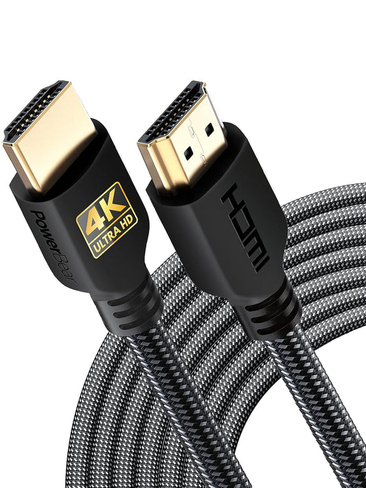 PowerBear 4K HDMI Cable 25 ft [2 Pack] High Speed, Braided Nylon & Gold Connectors, 4K @ 60Hz, Ultra HD, 2K, 1080P, ARC & CL3 Rated | for Laptop, Monitor, PS5, PS4, Xbox One, Fire TV, Apple TV & More