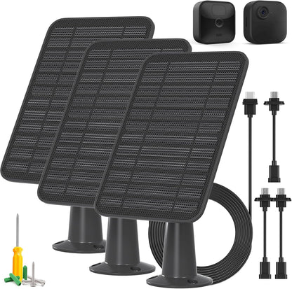 5W Solar Panel Compatible with Blink Outdoor 4(4th Gen)/Blink Outdoor(3rd Gen) XT3 & Blink XT2/XT Camera, Blink Solar Panel Charger with 13.1ft Cable Rubber Plug, IP65 Waterproof, Secure Mount, 3 Pack