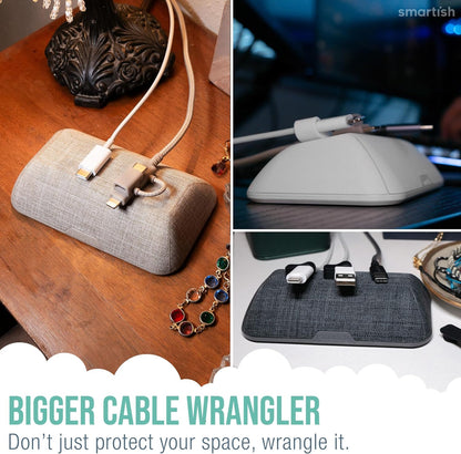 Smartish® Magnetic Cord Holder - Bigger Cable Wrangler Organizer with Magnet Clips for Charger Management on Desktop, Nightstand, or Side Table - Holds 6+ Cables - Snow Day White