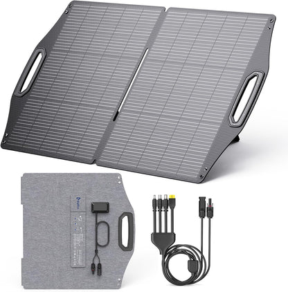 BigBlue 100W Solar Panel w/USB-C(45W PD)+USB-A(Fast Charging 18W) & MC-4 Ports, IP68 Waterproof, Camping Essentials, Folding Portable Solar Charger w/Kickstand for Power Stations, Phones, Tablets