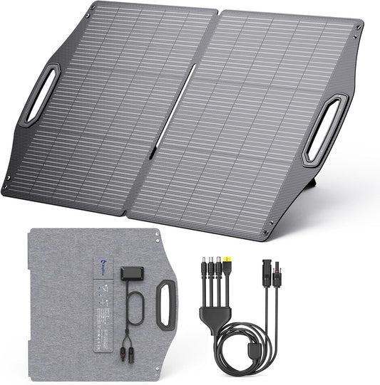 BigBlue 100W Solar Panel w/USB-C(45W PD)+USB-A(Fast Charging 18W) & MC-4 Ports, IP68 Waterproof, Camping Essentials, Folding Portable Solar Charger w/Kickstand for Power Stations, Phones, Tablets