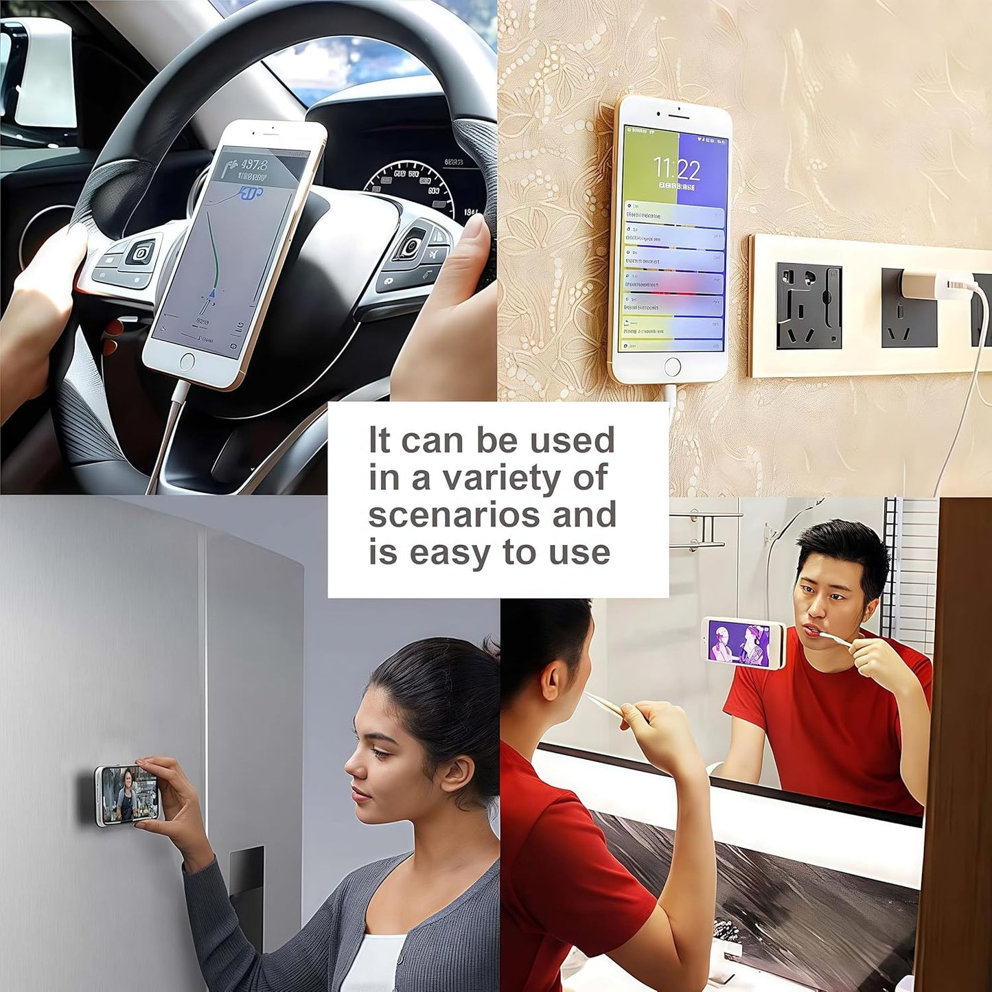 3-Pcs Double-Sided Suction Phone Mount, Sticky Phone Grip with Higher Suction Power,Hands-Free Phone Accessories Holder for Selfie and Video on iPhone and Android Phones.