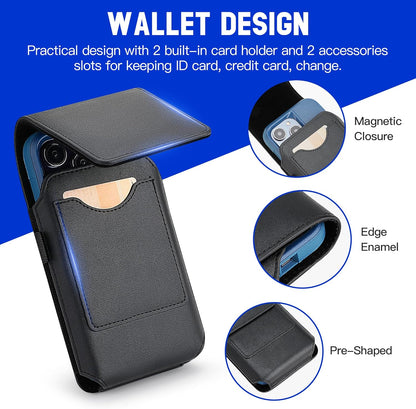 Mopaclle Vertical Cell Phone Holster with Belt Clip and Loop,Rugged Phone Belt Holder Compatible with iPhone 17 Pro iPhone 16, 15, 14 Pro, Galaxy S25, S24, S23 – Fits with Case On