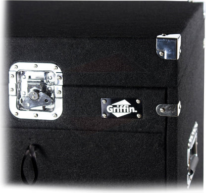 Griffin Rackmount Studio Mixer Flight Road Case (Ultimate-PROAudio) – 25U Mount Space Amp Cabinet Travel Trunk For Music Gear Recording Equipment – Portable DJ Sound Booth Carpet Rack Stand Cart