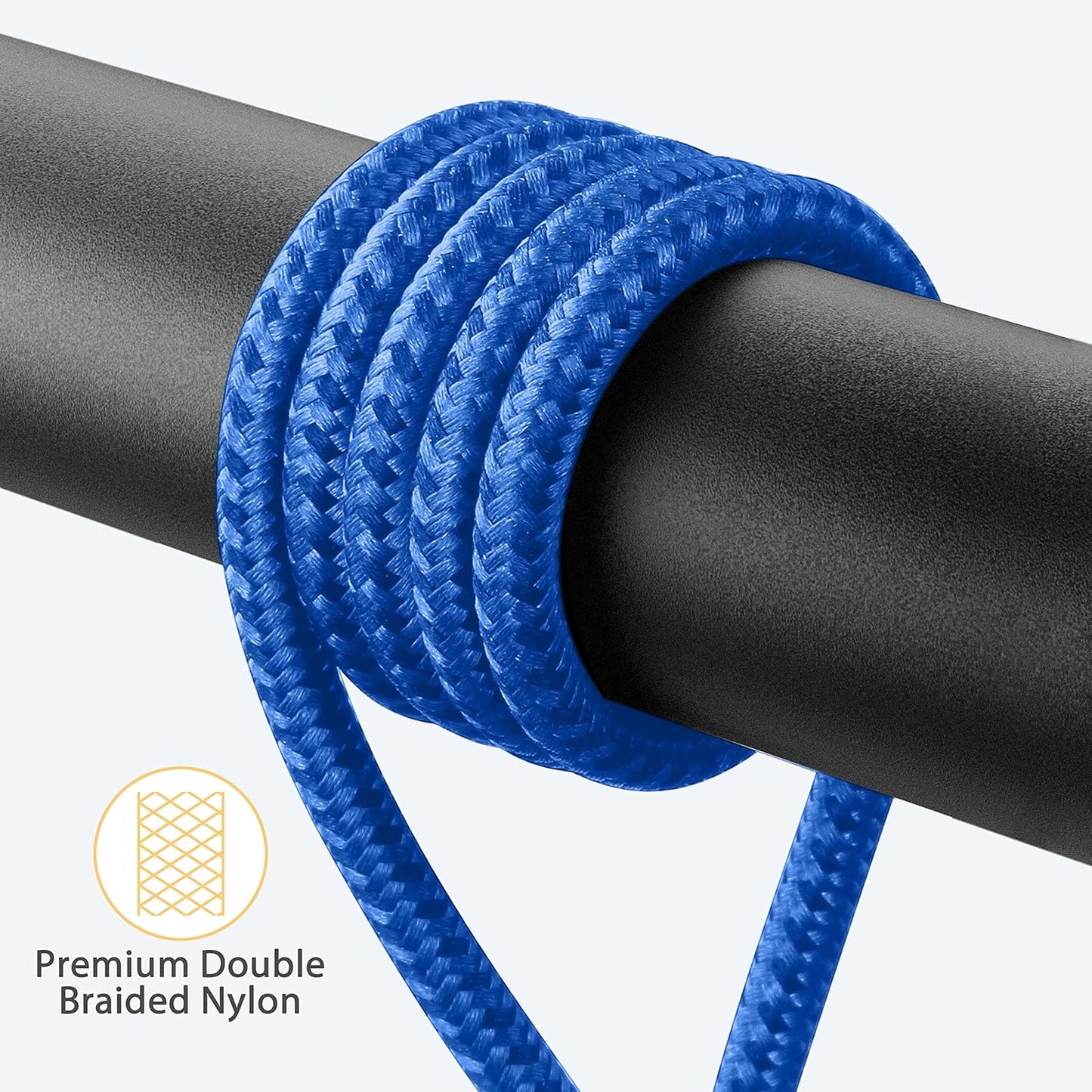 Dasku iPhone Charger 6FT 90 Degree Charging Cable 2 Pack MFi Certified USB Lightning Nylon Braided 6 Feet Fast Cord Compatible with 14/13/12/11/X/Max/8/7/6/6S/5/5S/SE/Plus/iPad,Blue