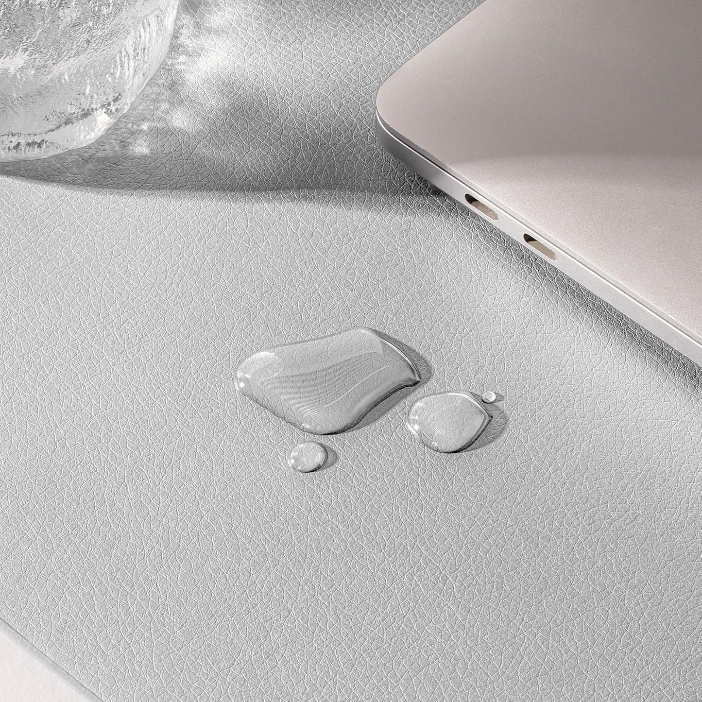 Nekmit Leather Desk Blotter Pad 36 x 20 Inches, Flat, Non-Slip, Waterproof, Gray