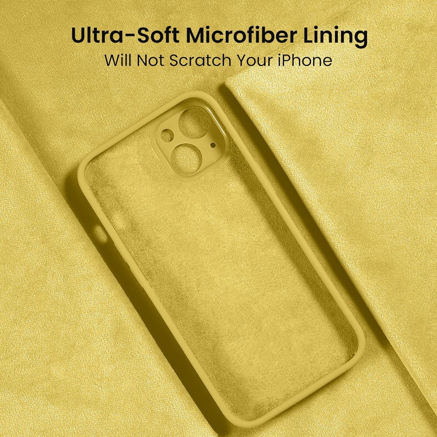 FireNova Designed for iPhone 14 Case, Silicone Upgraded [Camera Protection] Phone Case with [2 Screen Protectors], Soft Anti-Scratch Microfiber Lining Inside, 6.1 inch, Yellow