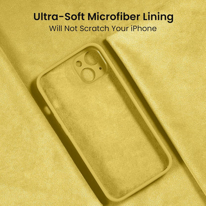 FireNova Designed for iPhone 14 Case, Silicone Upgraded [Camera Protection] Phone Case with [2 Screen Protectors], Soft Anti-Scratch Microfiber Lining Inside, 6.1 inch, Yellow