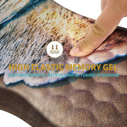 Hokafenle Ergonomic Mouse Pad Wrist Support with Massage Design, Wrist Rest Pain Relief Mousepad with Memory Foam&Non-Slip PU Base, Mouse Pads for Wireless Mouse & Desk (12x8 inch,Sunrise Beach)