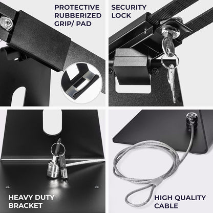 Volcora Anti-Theft Tablet Stand iPad Security Holder with Lock, Black 10-13 Inch Kiosk Stand Mount, Swivel, Adjustable, for iPad Pro, Air, POS Register, Retail Business, Checkout, Cashier