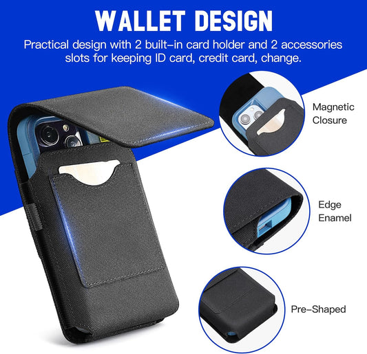 BECPLT for Galaxy S25+ S24+ S23+ S22+ 5G Note 20 Ultra 5G Nylon Cell Phone Pouch Holster Case with Belt Clip Cover for iPhone Air 17 Pro Max 16/15/14/13/12/11 Pro Max Galaxy S25 Ultra