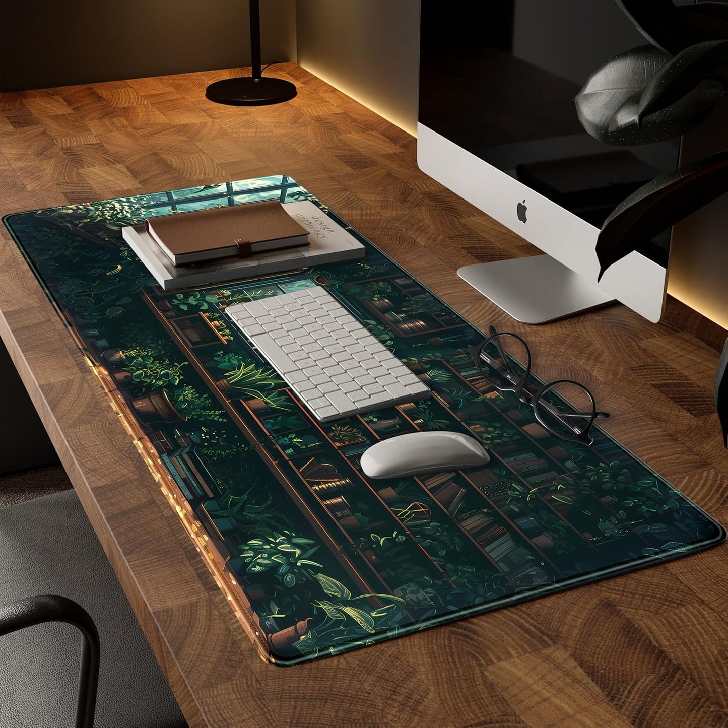 Green Plant Desk Pad Gaming Pad Extra Large Desk Mats Full Desk Mouse Pad XXL, Desktop Mat Computer Laptop Keyboard Pads, Office Home Decor Table Pad Cute Desk Accessories 31.5" x 15.7"