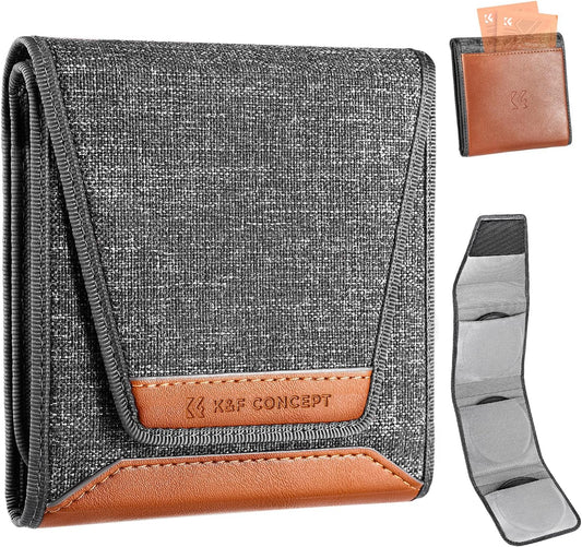 K&F Concept Lens Filter Pouch, Lens Filter Case 3 Pocket Professional Photography Filter Holder Belt Bag Pouch Water-Resistant and Dustproof for Filter Up to 82mm