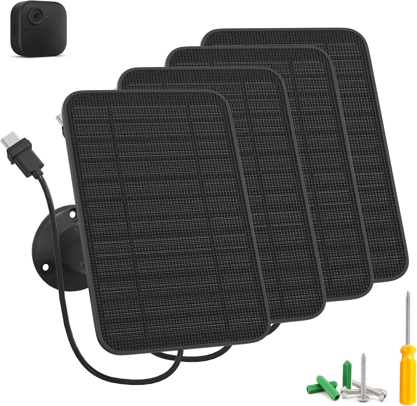 5W Solar Panel for Blink Camera Outdoor, Solar Panel Charger Compatible with Blink Outdoor 4 (4th Gen) Camera, Solar Panel w/Battery for Blink Camera, 9.8ft Cable Rubber Plug IP65 Waterproof, 4 Pack