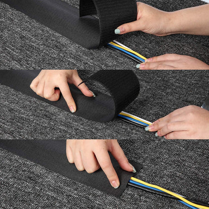 Cable Floor Strip Cord Cover Grip Floor Cable Protector Carpet Cable Management, Hold Cords in Place, Keep Cables Organized, Protect Cords and Prevent a Trip Hazard, 3 Inch x 10 Feet (10 Feet, Black)
