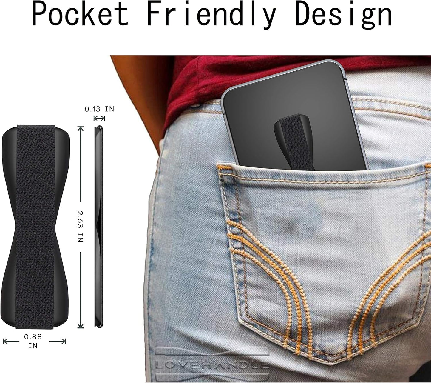 LOVEHANDLE Universal Phone Grip for Most Smartphones, Mini Tablets and Cases, Swirl Design Elastic Strap with Colored Base, 4 Piece Value Pack