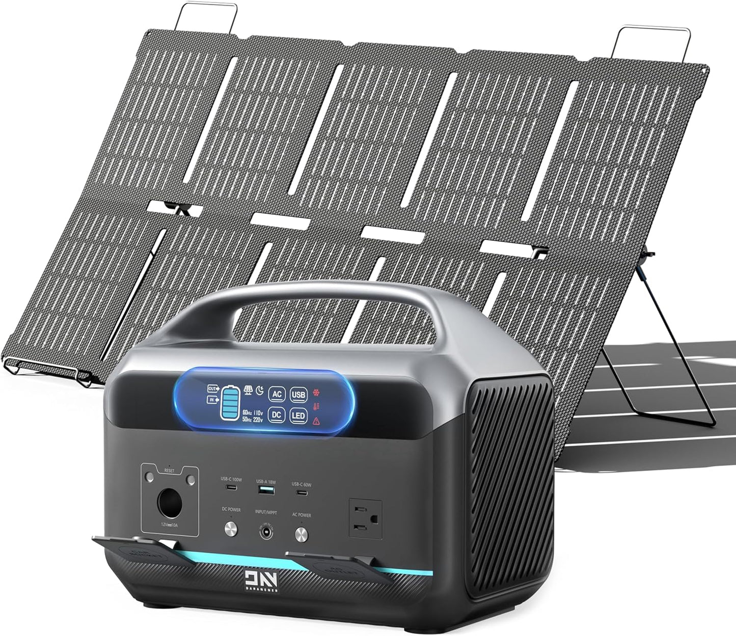 Solar Generator 600W (1200W Peak), Portable Power Station with 100W Solar Panel, 576Wh LFP Battery with AC & DC Outlets, 1.5Hour Fast Charging for Home & Emergency, Hurricane, CPAP