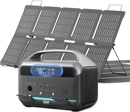 Solar Generator 600W (1200W Peak), Portable Power Station with 100W Solar Panel, 576Wh LFP Battery with AC & DC Outlets, 1.5Hour Fast Charging for Home & Emergency, Hurricane, CPAP