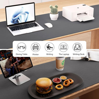 Aothia Leather Desk Pad Protector, Office Mat, Large Mouse Pad, Laptop Desk Pad, Non-Slip PU Leather Blotter, Waterproof Writing Pad for Office and Home (Gray, 47" x 17")