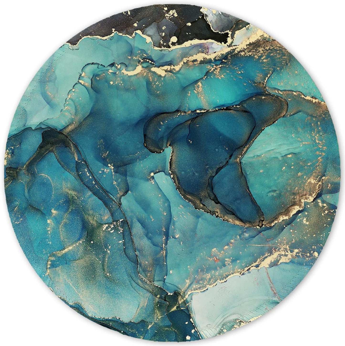 ITNRSIIET Round Mouse Pad with Stitched Edge Premium-Textured Waterproof Non-Slip Rubber Base Desktop Protection Mat Diameter 8.7 inches, Abstract Ink Tempera