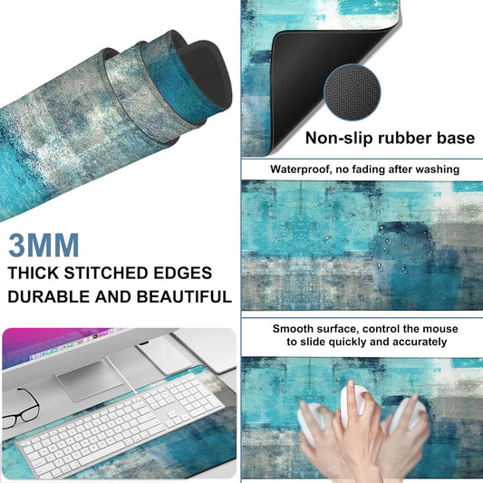Large Mouse Pad Creative Mosaic Gaming Desk Pad Computer Keyboard Non-Slip Waterproof Mouse Mat with Rubber Base and Stitched Edges Entertainment Office Writing Desk Mat 35.4 x 15.7 Inches