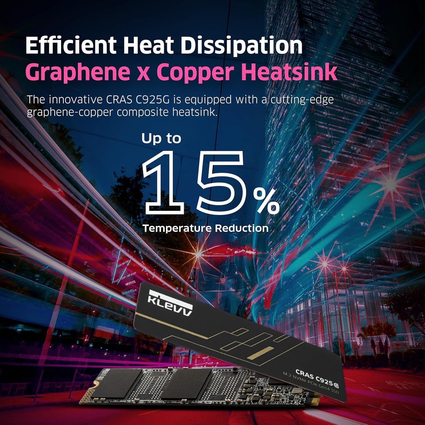 KLEVV CRAS C925G 1TB M.2 2280 NVMe PCIe Gen4x4 Internal Gaming SSD with Graphene Heatsink, Compatible with PS5, up to 7400MB/s (K01TBM2SP0-25G)