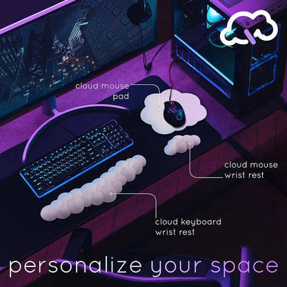 Qloud Cloud Wrist Rest Keyboard Wrist Rest for Computer Keyboard Pad, Cloud Keyboard Wrist Rest, Wrist Pad for Keyboard, Memory Foam, Non Slip Base, Comes with Mouse Pad - Lilac Purple
