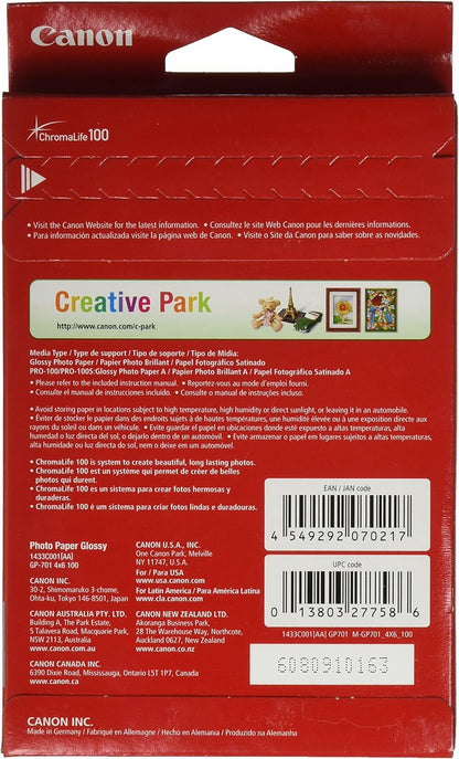Canon PGI-280XL/CLI-281 5 Color Pack Compatible to TR8520, TR7520, TS9120 Series,TS8120 Series, TS6120 Series and CanonInk Glossy Photo Paper 4"x 6" 100 Sheets (1433C001)