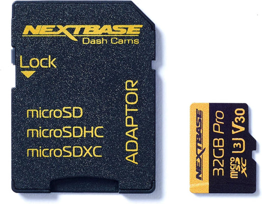 Nextbase 32GB U3 Micro SD Memory Card - with Adapter - Compatible with Nextbase in-Car Dash Cams Series 1 and 2