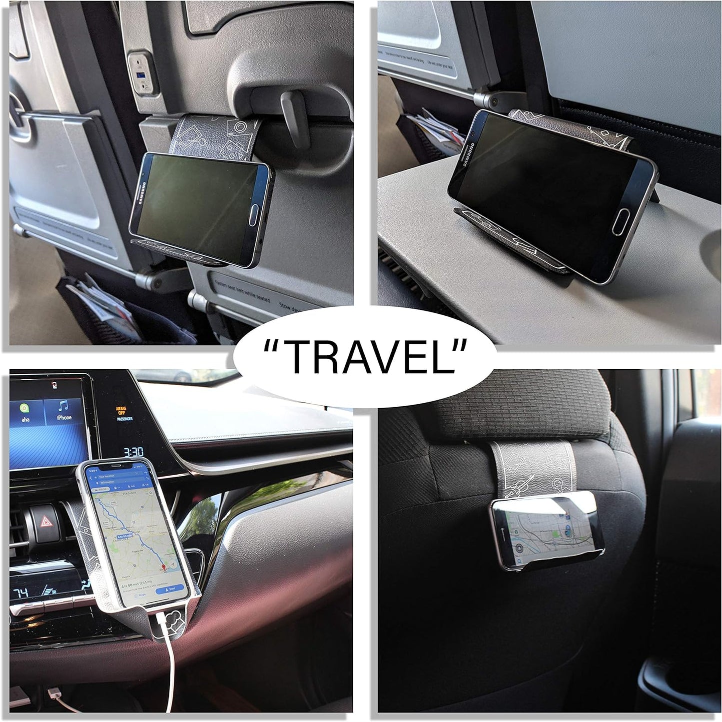 Airplane Travel Essentials for Flying Flex Flap Cell Phone Holder & Flexible Tablet Stand for Desk, Bed, Treadmill, Home & in-Flight Airplane Travel Accessories - Travel Must Haves Cool Gadgets