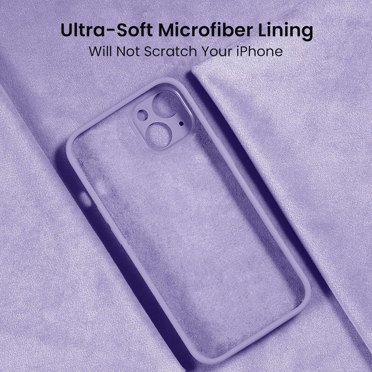 FireNova Designed for iPhone 13 Case, Silicone Upgraded [Camera Protection] Phone Case with [2 Screen Protectors], Soft Anti-Scratch Microfiber Lining Inside, 6.1 inch, Clove Purple