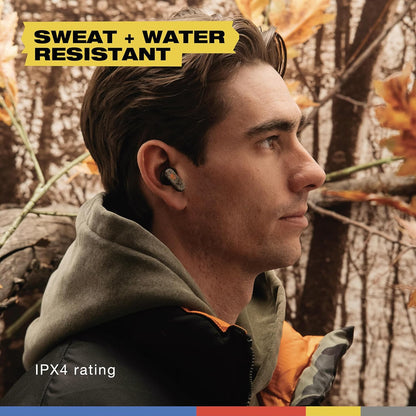 Skullcandy Dime Evo Wireless Earbuds, Bluetooth Headphones, Noise Isolating Fit, Up to 36 Hours Battery, Microphone, Easy Carry with Clip-Anywhere Case - Realtree APX Black/Orange