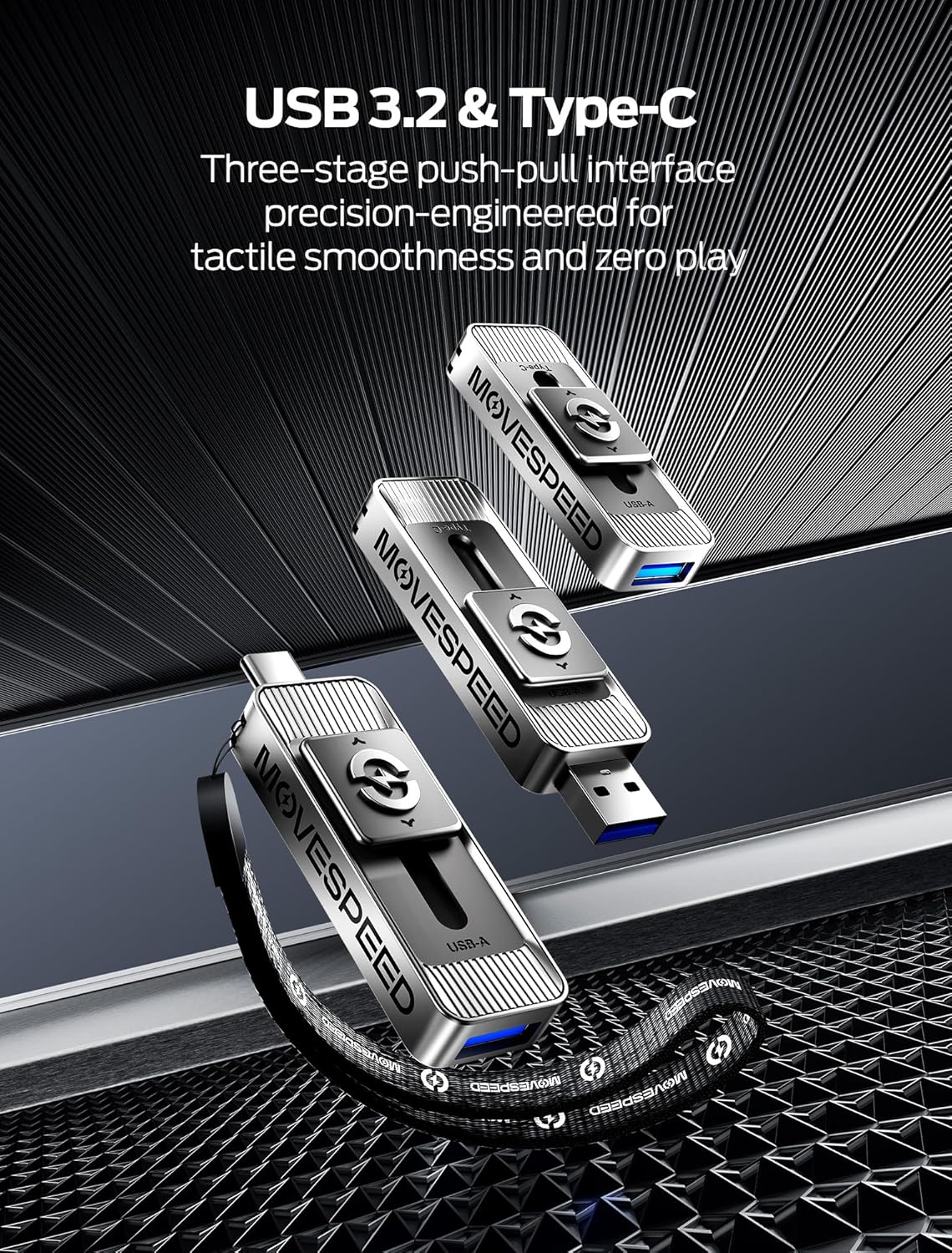 MOVE SPEED 1TB Solid State Drives with Dual Ports & Push-Pull Design — 560MB/s Read Speed, Type C + USB 3.2 Drive Portable ssd for iPhone 15/16/17/Android/Mac