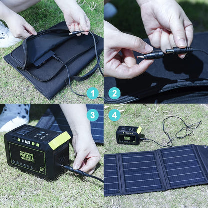 MARBERO Portable Solar Panel 30W Solar Panel Charger 23% High Efficiency Foldable Solar Panels QC3.0 USB & DC Port Compatible with Cell Phone Ipad Laptop IP65 Waterproof for Camping Outdoor Cloudy