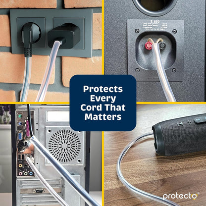 PROTECTO 2-Pack Heavy Duty Cord Protectors from Pets No Chew Solution, 7ft Easy to Use Dog & Cat Cord Protector, Clear & Odorless Critter Cord Covers for Pets, Power Audio Video Wire Protector Tubing