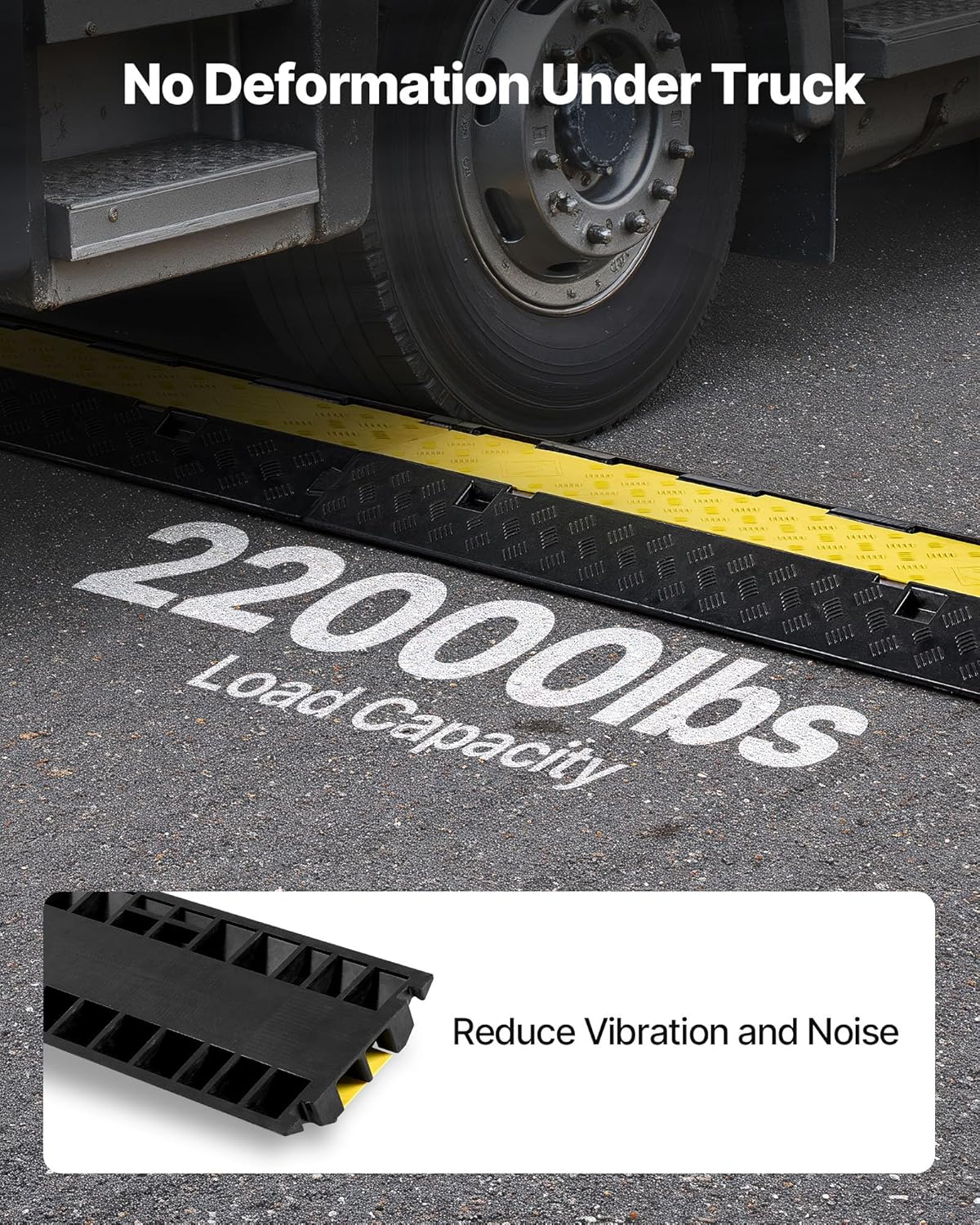VEVOR Cable Protector Ramp, 2 Channel Heavy Duty 39.37'' Rubber Cord Hose Wire Cover, 2.2''W x 2''H Channel Size, Traffic Speed Bump with Flip-Open Top Cover, for Indoor Outdoor Use