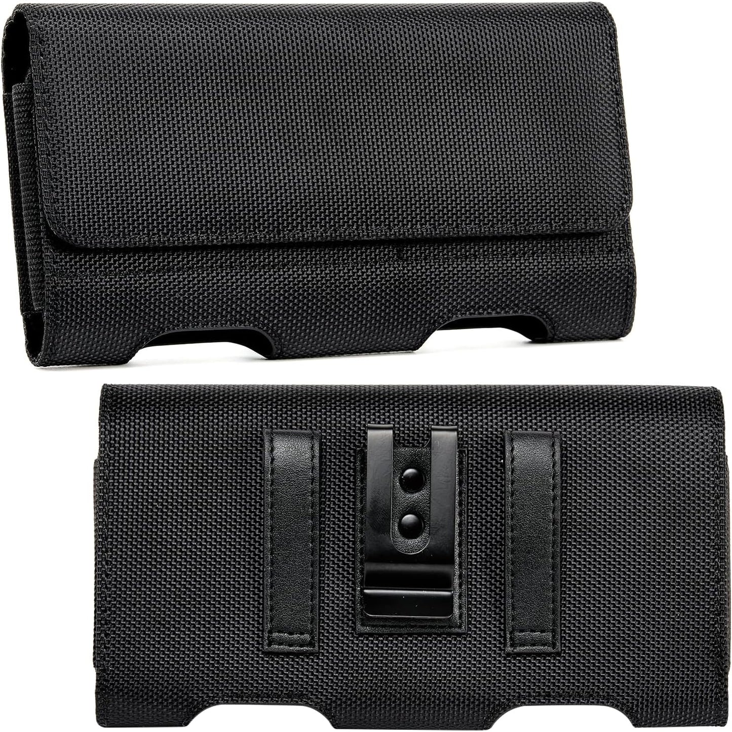 BECPLT Nylon Belt Holster Case for iPhone 12-16 Pro & Galaxy S20-S24 - Cell Phone Pouch with Clip - Black