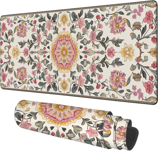 Elegant Carpet Gaming Mouse Pad 3mm Thick Stitched Edge Waterproof Non-Slip Large Computer Keyboard Mouse Mat,Suitable for Office Entertainment Decorative Desk Pad 35.4 x 15.7 Inches