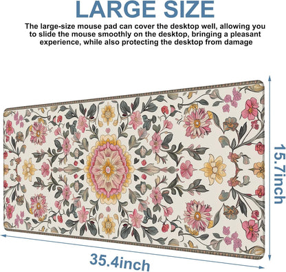 Elegant Carpet Gaming Mouse Pad 3mm Thick Stitched Edge Waterproof Non-Slip Large Computer Keyboard Mouse Mat,Suitable for Office Entertainment Decorative Desk Pad 35.4 x 15.7 Inches