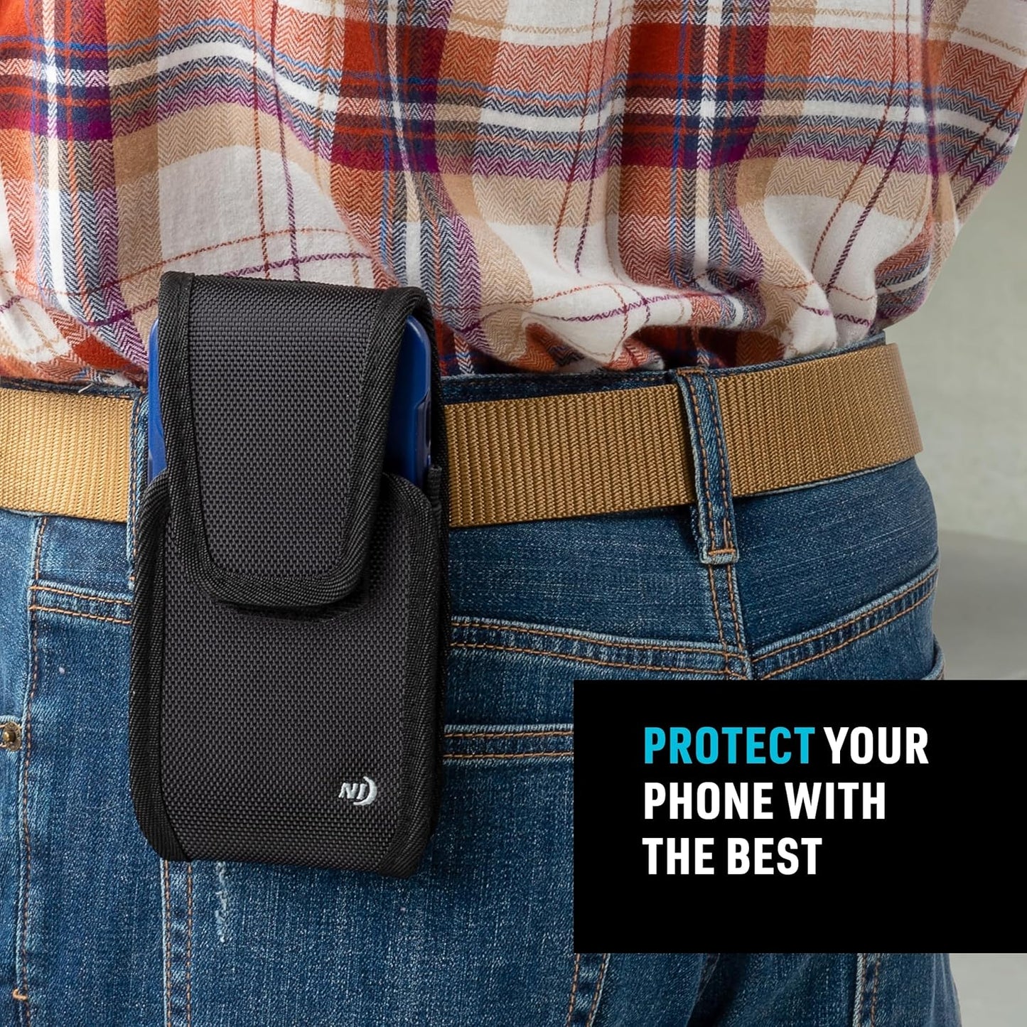 Nite Ize Clip Case Cargo Universal Rugged Holster - Cell Phone & Card Holster Pouch - Durable Phone Holder Clip for Belt - Utility Belt Pouch with Rotating Flex-Clip - XL, Vertical