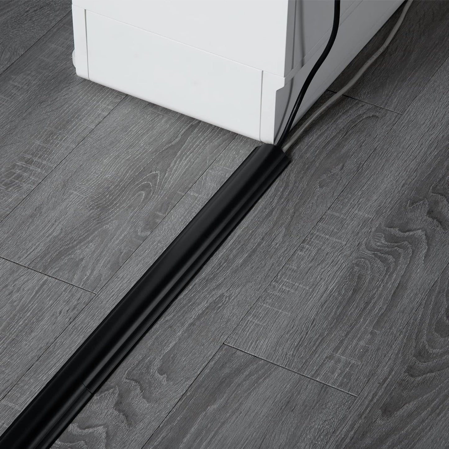 ZhiYo Cord Hider Floor 68in(4xL17in), Rigid PVC Floor Cord Cover, Hard PVC Floor Wire Cover, Floor Cable Cover for Cable Management Floor, Cable Floor Cover Black, Cord Cavity - 1in W x 0.35in H